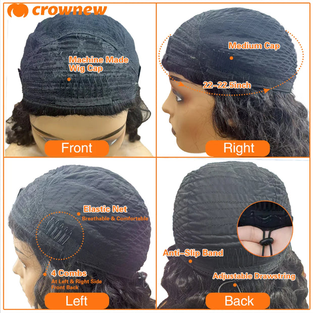 Deep Curly human Hair Wig 3 IN 1 Half Wigs Kinky Curly Human Hair Wig Glueless Wigs With Drawstring Seamless 250% Human Hair Wig