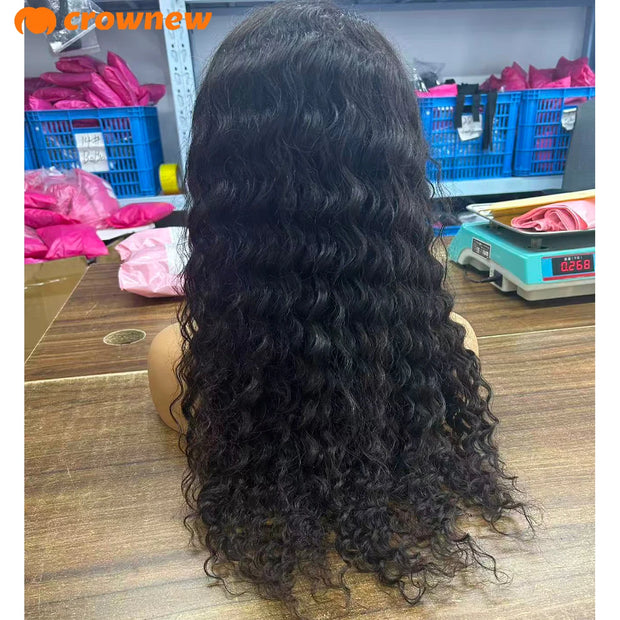 Deep Curly human Hair Wig 3 IN 1 Half Wigs Kinky Curly Human Hair Wig Glueless Wigs With Drawstring Seamless 250% Human Hair Wig