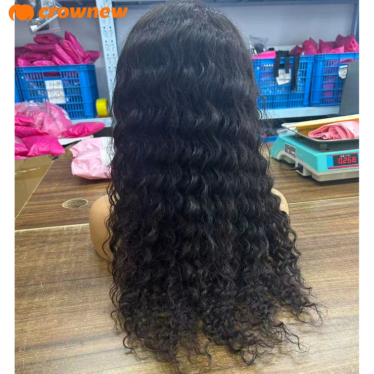 Deep Curly human Hair Wig 3 IN 1 Half Wigs Kinky Curly Human Hair Wig Glueless Wigs With Drawstring Seamless 250% Human Hair Wig