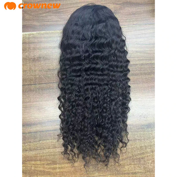 Deep Curly human Hair Wig 3 IN 1 Half Wigs Kinky Curly Human Hair Wig Glueless Wigs With Drawstring Seamless 250% Human Hair Wig
