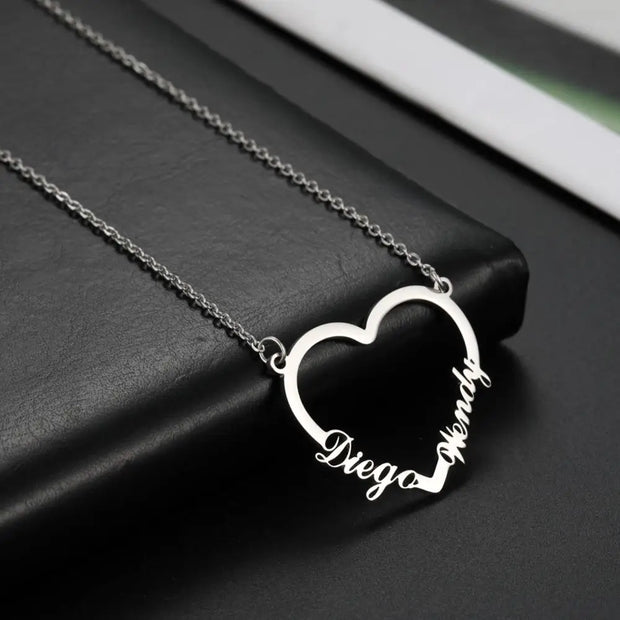 Heart Customized Name Necklace Stainless Steel Nameplate Pendant Personalized Custom Necklaces Jewelry Gift for Women Girls