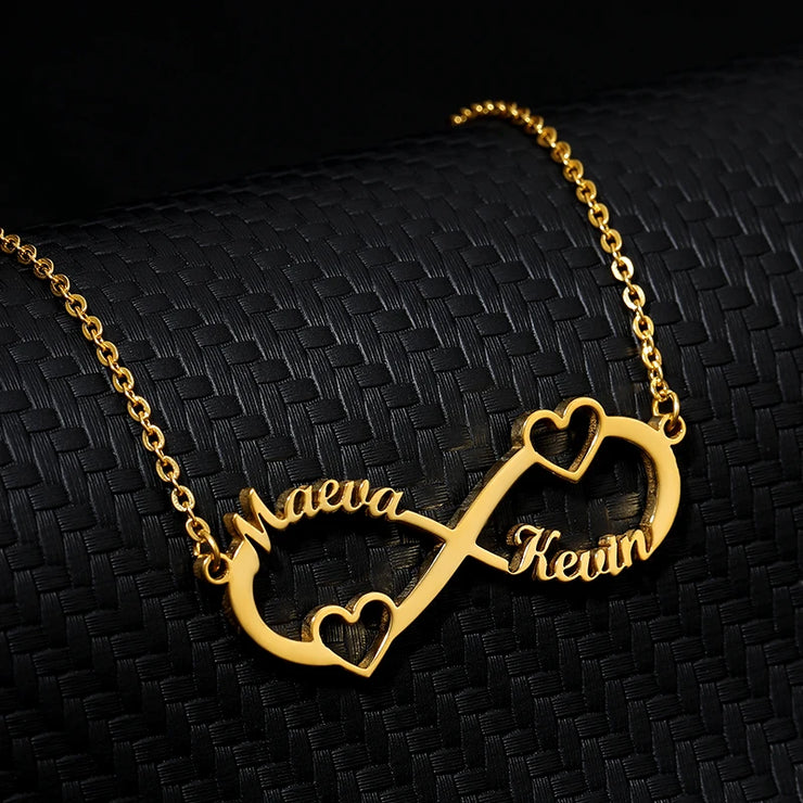 Custom Double Heart Two Names Infinity Necklaces For Women Stainless Steel Customized Necklace Pendant Personalized Jewelry Gift