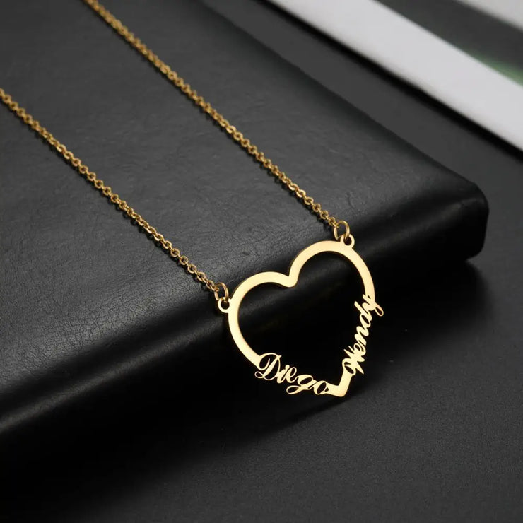 Heart Customized Name Necklace Stainless Steel Nameplate Pendant Personalized Custom Necklaces Jewelry Gift for Women Girls