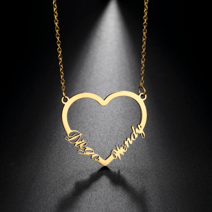 Heart Customized Name Necklace Stainless Steel Nameplate Pendant Personalized Custom Necklaces Jewelry Gift for Women Girls