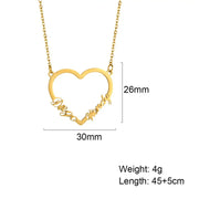 Heart Customized Name Necklace Stainless Steel Nameplate Pendant Personalized Custom Necklaces Jewelry Gift for Women Girls