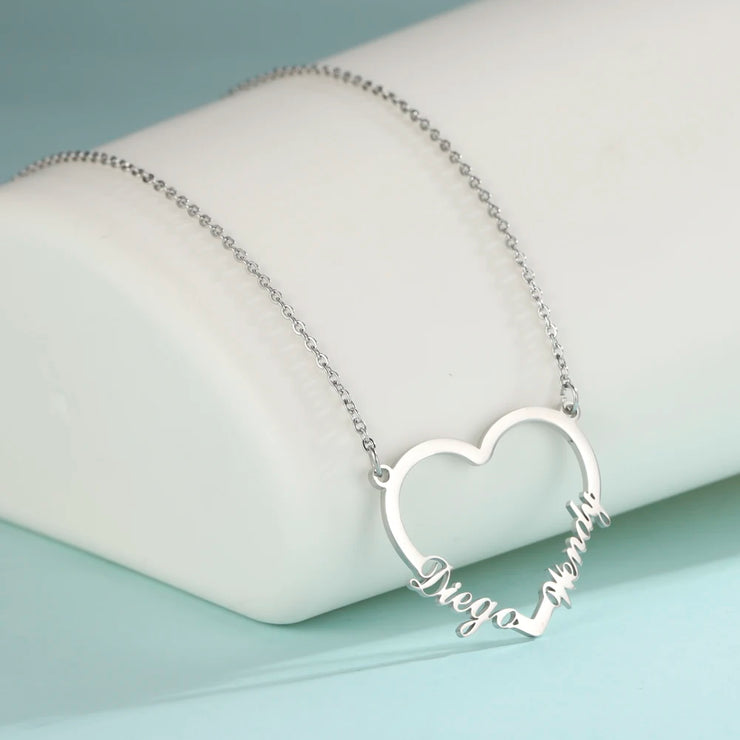 Heart Customized Name Necklace Stainless Steel Nameplate Pendant Personalized Custom Necklaces Jewelry Gift for Women Girls