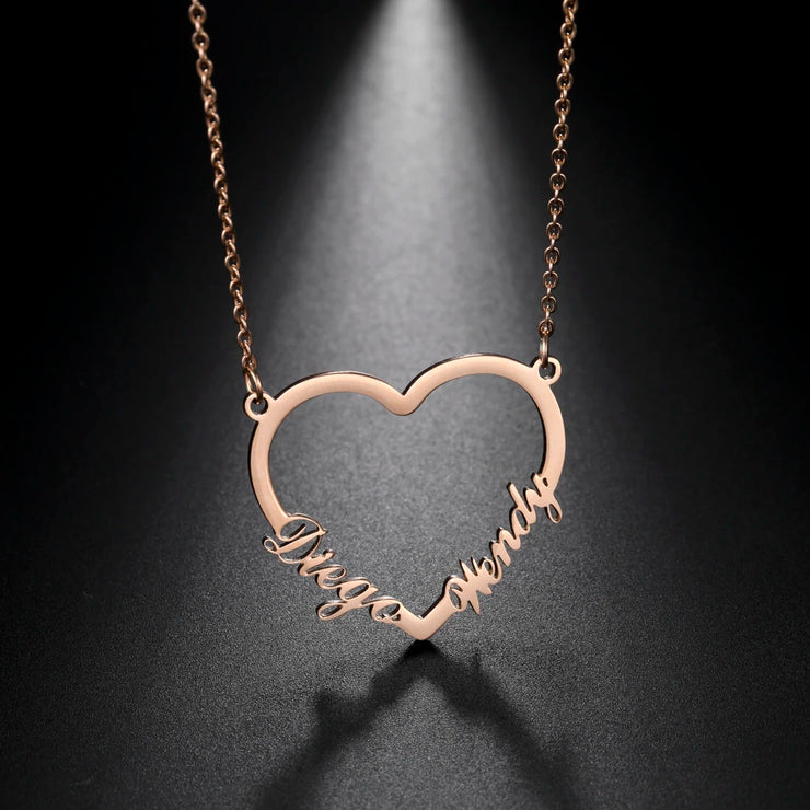 Heart Customized Name Necklace Stainless Steel Nameplate Pendant Personalized Custom Necklaces Jewelry Gift for Women Girls