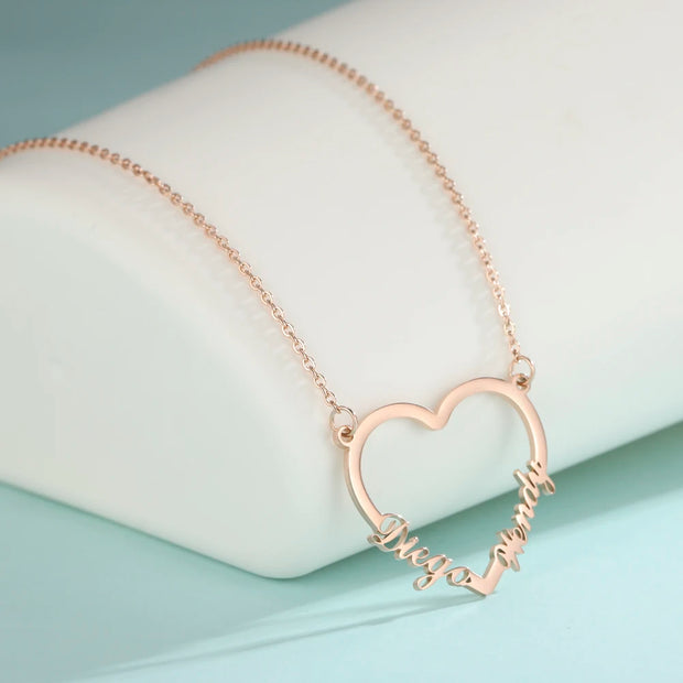Heart Customized Name Necklace Stainless Steel Nameplate Pendant Personalized Custom Necklaces Jewelry Gift for Women Girls