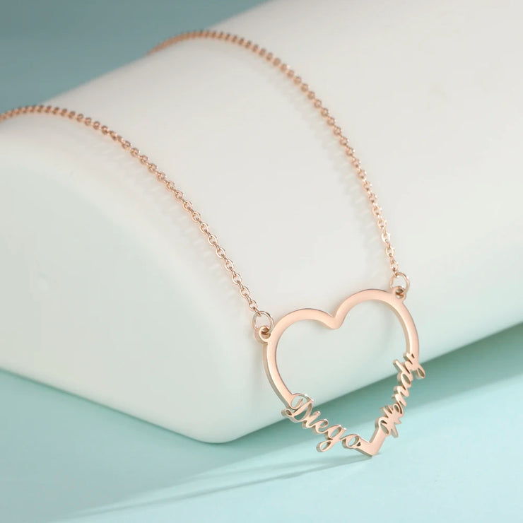 Heart Customized Name Necklace Stainless Steel Nameplate Pendant Personalized Custom Necklaces Jewelry Gift for Women Girls