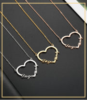 Heart Customized Name Necklace Stainless Steel Nameplate Pendant Personalized Custom Necklaces Jewelry Gift for Women Girls