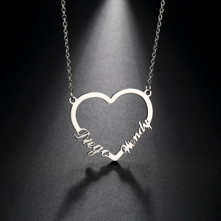 Heart Customized Name Necklace Stainless Steel Nameplate Pendant Personalized Custom Necklaces Jewelry Gift for Women Girls