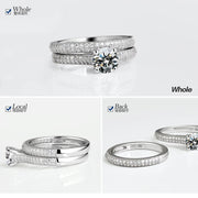 1 pair Vintage Halo 925 Sterling Silver Wedding Ring Set For Women Lady Anniversary Gift Jewelry Bulk Sell
