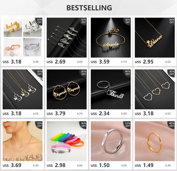 Heart Customized Name Necklace Stainless Steel Nameplate Pendant Personalized Custom Necklaces Jewelry Gift for Women Girls