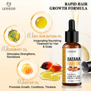 Lewedo Naturals Batana Oil Fast Hair Growth for Men Women Pure Batana Oil Nourish Shiny Hair Healthy Hair Care Anti Hair Loss