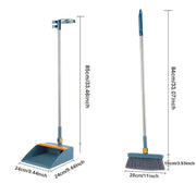 Broom with Dustpan, Adjustable Long Handle, Standing Broom and Dustpan Set for Indoor & Outdoor Sweeping, Home, Office, Kitchen