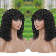 Curly Human Hair Wigs For Women 100% Human Hair Bob Wig Kinky Curly Wig With Bangs Perruque Cheveux Humain Full Machine Made Wig