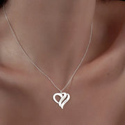 Engraved Custom Two names Heart Necklaces for Women Stainless Steel Gold Chain Personalized Pendant Customized Jewelry Gift
