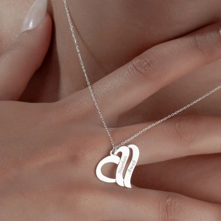 Engraved Custom Two names Heart Necklaces for Women Stainless Steel Gold Chain Personalized Pendant Customized Jewelry Gift