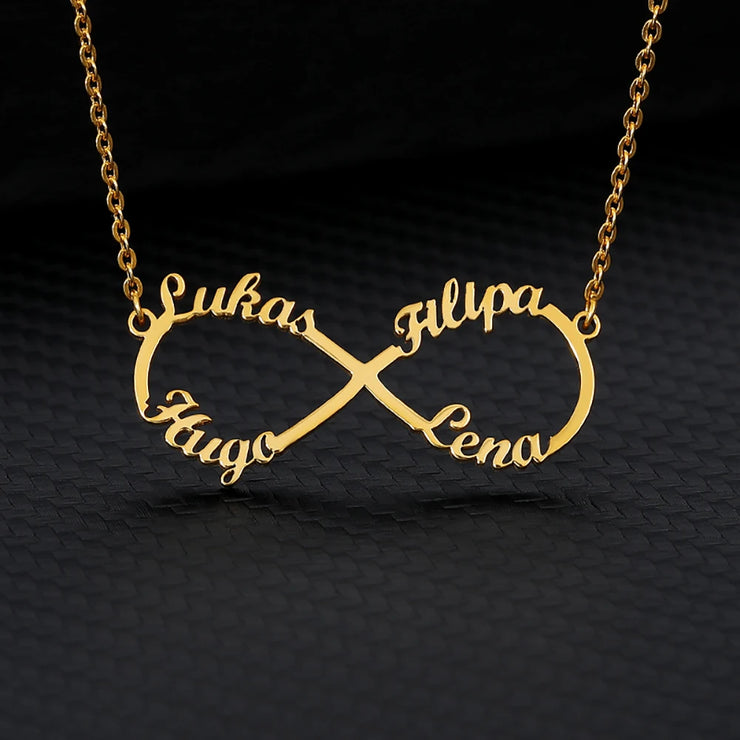 Custom Double Heart Two Names Infinity Necklaces For Women Stainless Steel Customized Necklace Pendant Personalized Jewelry Gift