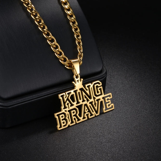 Trendy Customized Double Names Pendant Necklaces for Women Stainless Steel Personalized Crown Thick Chain Birthday Jewelry Gift