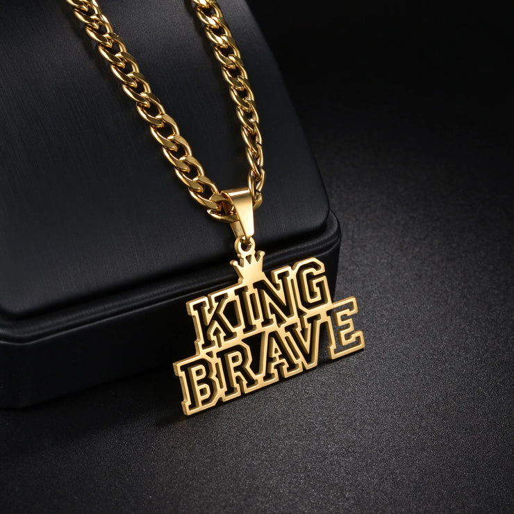 Trendy Customized Double Names Pendant Necklaces for Women Stainless Steel Personalized Crown Thick Chain Birthday Jewelry Gift