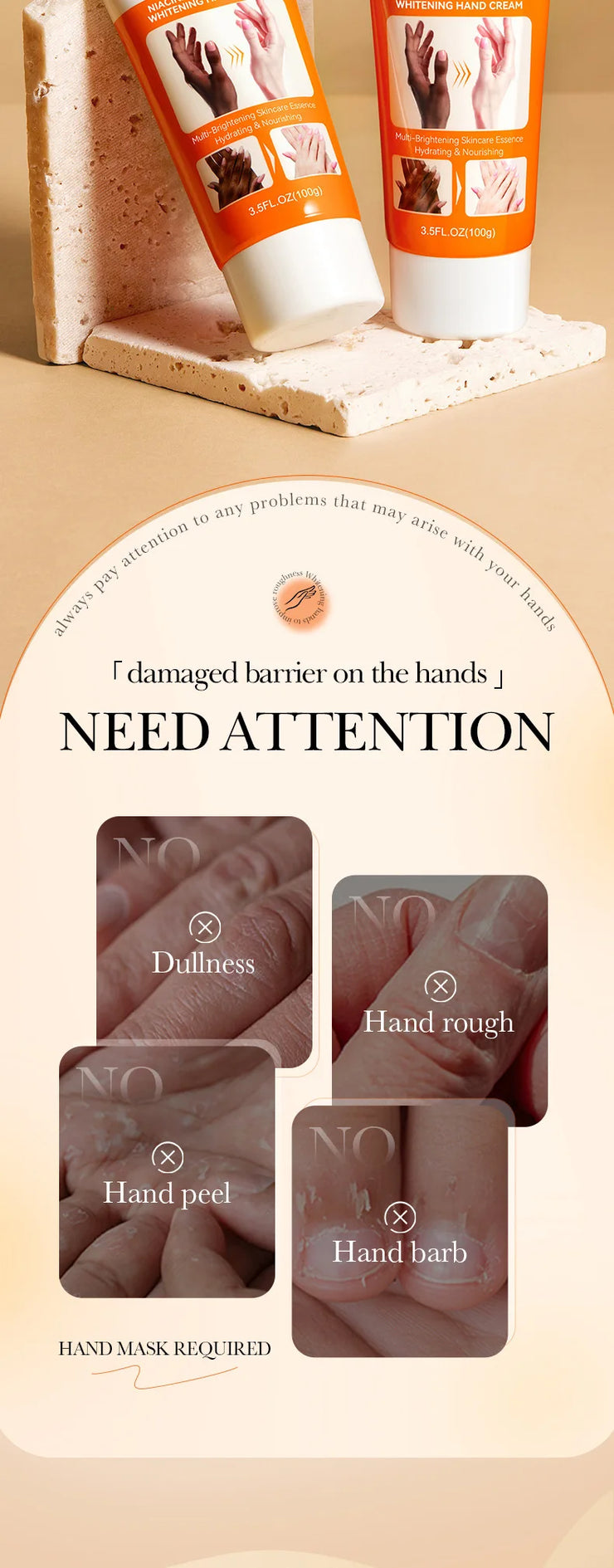 SADOER 100g Moisturizing Hand Cream Tender Nourish Non Greasy Brightening Hydrating Beauty Hands Skin Care Products