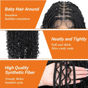 Synthetic Long Bohemian Braided Wigs Boho Box Braid Wigs for Black Women Twisted Braids Full Lace Braided Wigs with Baby Hair