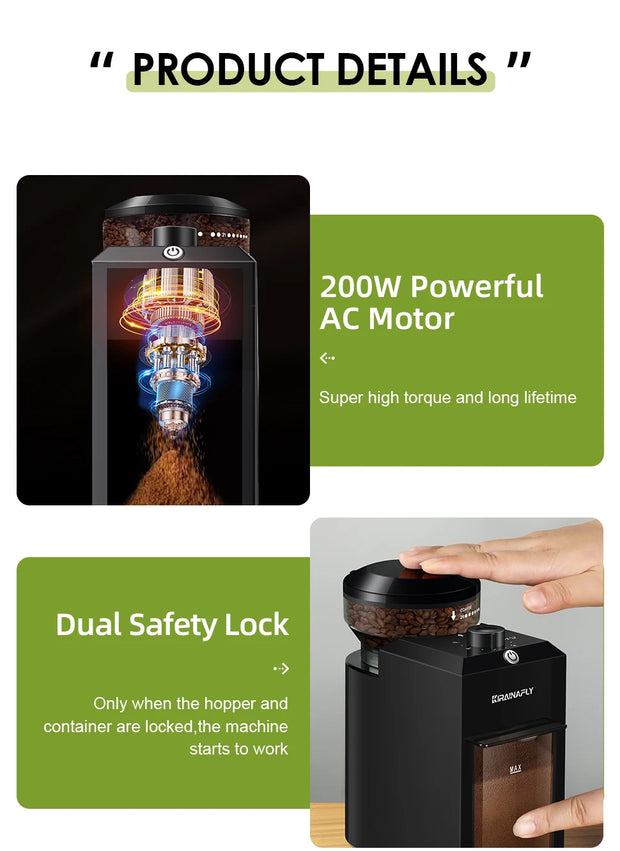 Electric Coffee Grinder Automatic Burr Mill Coffee Bean Grinding with 28 Grind Settings for Espresso French Press 2-12 Cups