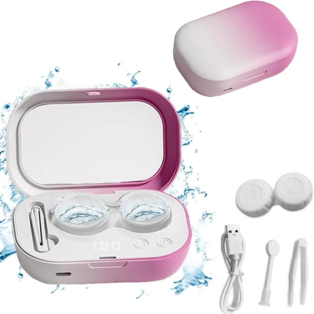 Rechargable portable Ultrasonic Contact Lens Cleaner machine Fit Disposal Soft Lens, Colored Contact Lens, RGP Lens and OK Lens