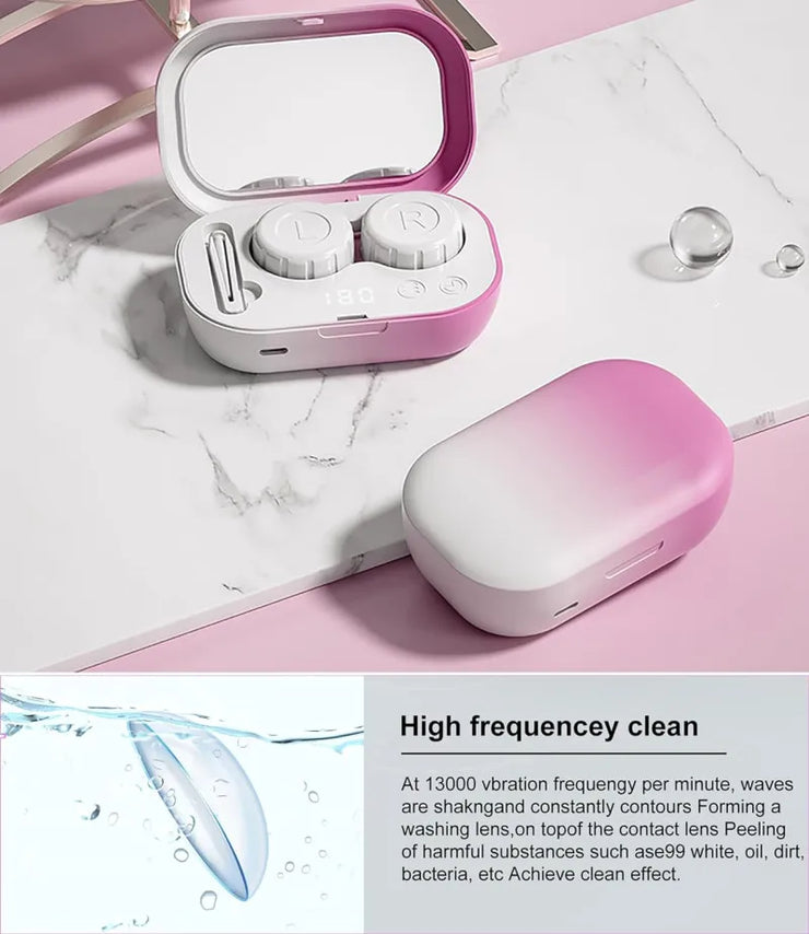 Rechargable portable Ultrasonic Contact Lens Cleaner machine Fit Disposal Soft Lens, Colored Contact Lens, RGP Lens and OK Lens