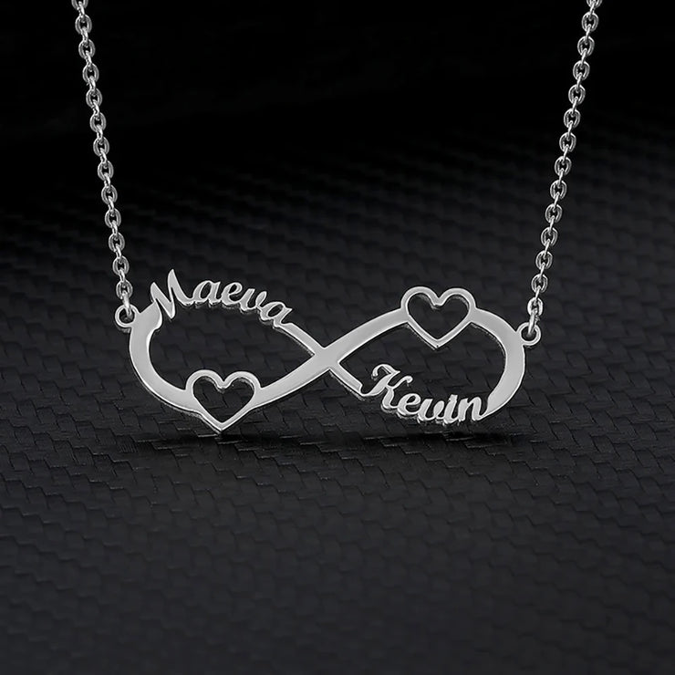 Custom Double Heart Two Names Infinity Necklaces For Women Stainless Steel Customized Necklace Pendant Personalized Jewelry Gift