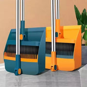 Broom with Dustpan, Adjustable Long Handle, Standing Broom and Dustpan Set for Indoor & Outdoor Sweeping, Home, Office, Kitchen