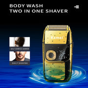 Kemei 2 in 1 Electric Shaver Men Electric Razor Rechargeable Beard Shaver Floating Hair Trimmer Face Care Beard Shaving Machine
