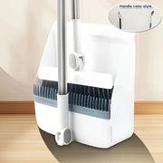 Broom with Dustpan, Adjustable Long Handle, Standing Broom and Dustpan Set for Indoor & Outdoor Sweeping, Home, Office, Kitchen