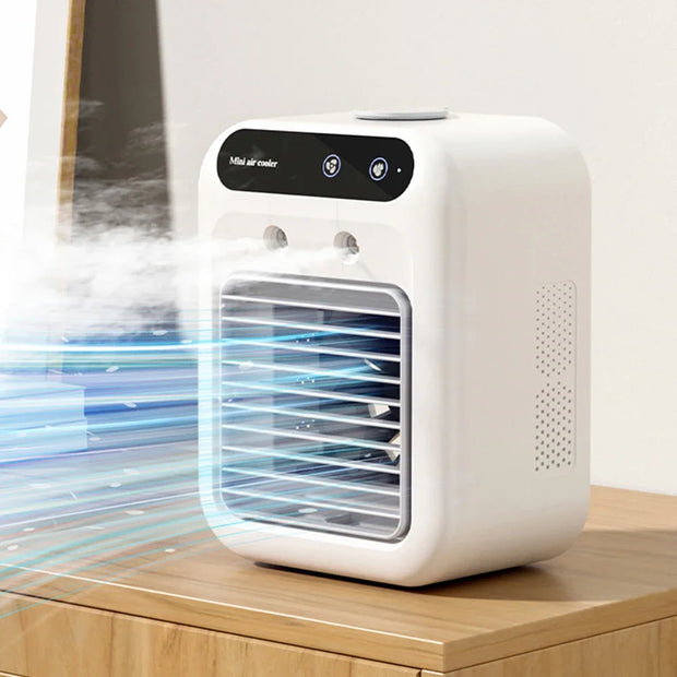 Mini Portable Humidifier Fan Air Conditioner Household Small Air Cooler Portable Air Adjustment Office Oil Diffuser Fast Cooling