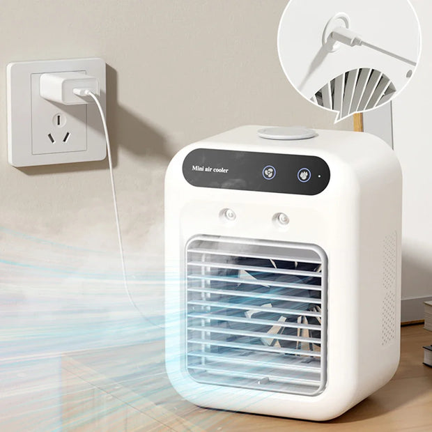 Mini Portable Humidifier Fan Air Conditioner Household Small Air Cooler Portable Air Adjustment Office Oil Diffuser Fast Cooling