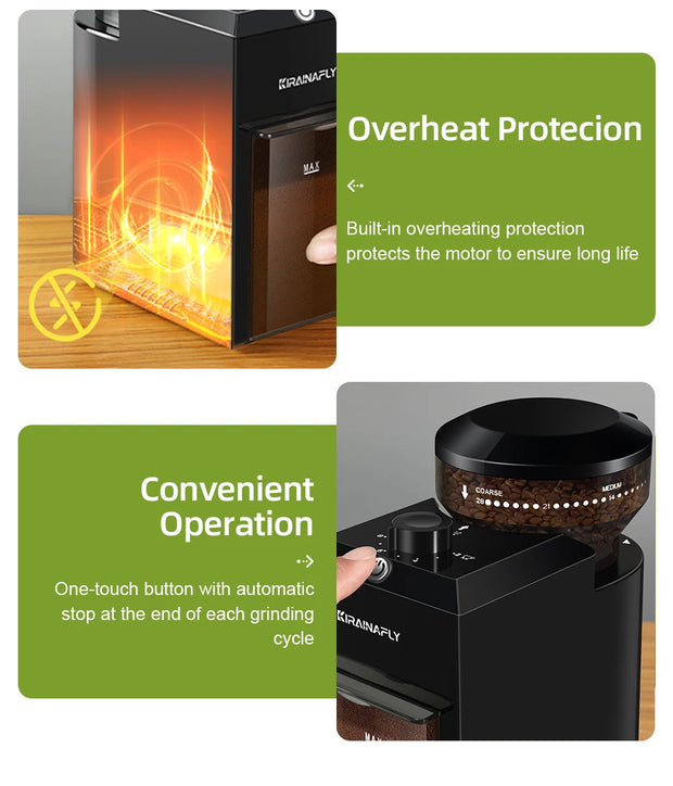 Electric Coffee Grinder Automatic Burr Mill Coffee Bean Grinding with 28 Grind Settings for Espresso French Press 2-12 Cups