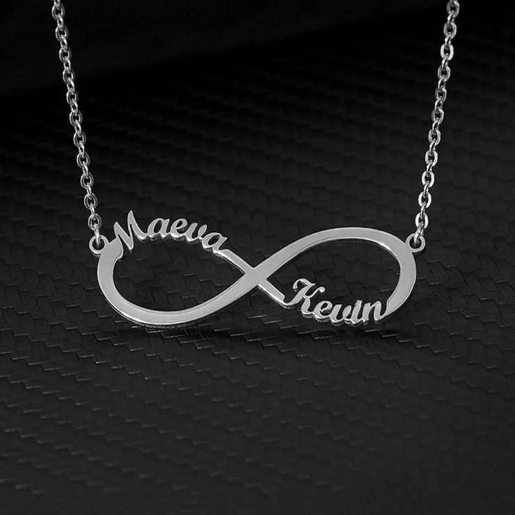 Custom Double Heart Two Names Infinity Necklaces For Women Stainless Steel Customized Necklace Pendant Personalized Jewelry Gift