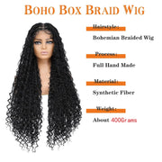 Synthetic Long Bohemian Braided Wigs Boho Box Braid Wigs for Black Women Twisted Braids Full Lace Braided Wigs with Baby Hair