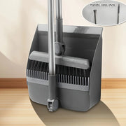 Broom with Dustpan, Adjustable Long Handle, Standing Broom and Dustpan Set for Indoor & Outdoor Sweeping, Home, Office, Kitchen