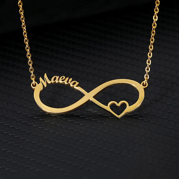 Custom Double Heart Two Names Infinity Necklaces For Women Stainless Steel Customized Necklace Pendant Personalized Jewelry Gift
