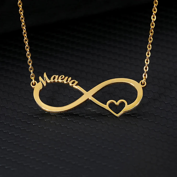 Custom Double Heart Two Names Infinity Necklaces For Women Stainless Steel Customized Necklace Pendant Personalized Jewelry Gift