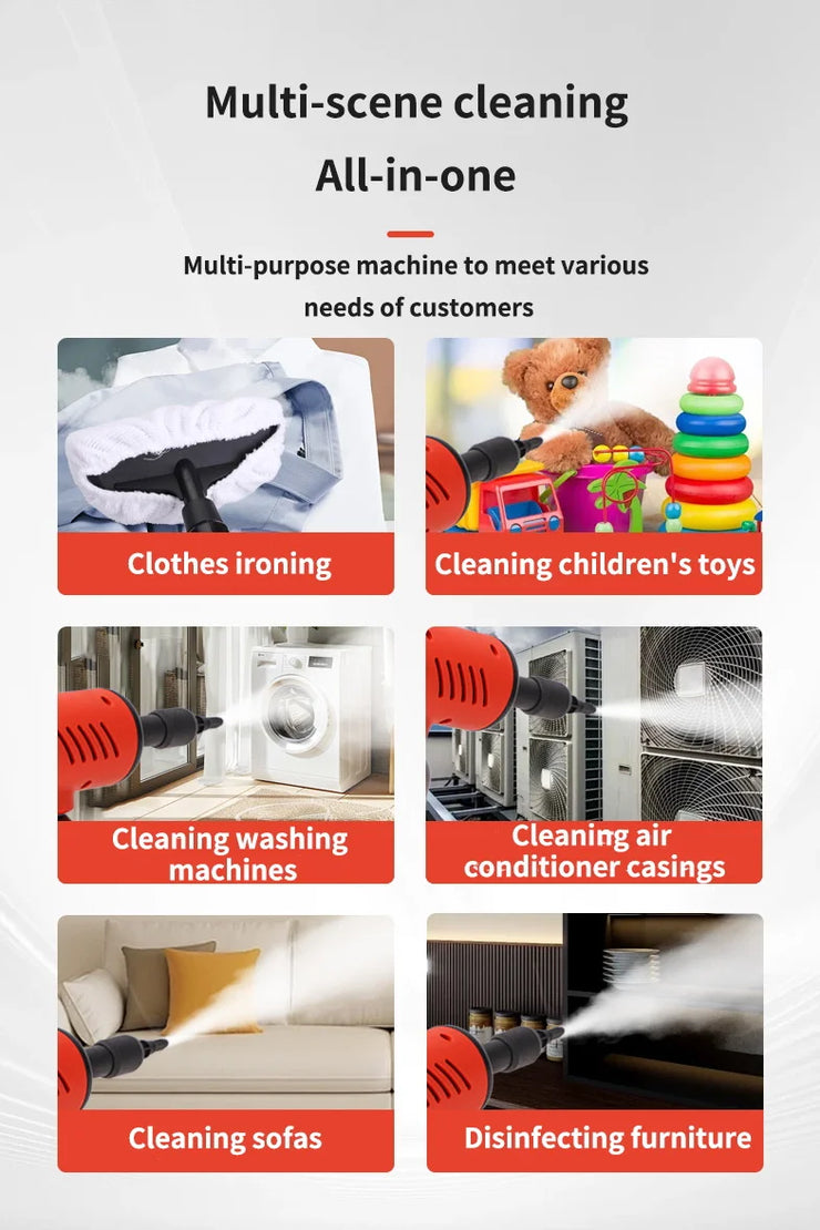 1200W Handheld Steam Cleaner High-Pressure and High-Temperature Sterilization Household Kitchen Air Conditioner Hood Washer Gun