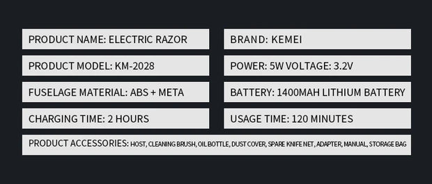 Kemei 2 in 1 Electric Shaver Men Electric Razor Rechargeable Beard Shaver Floating Hair Trimmer Face Care Beard Shaving Machine