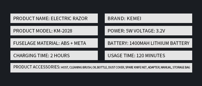 Kemei 2 in 1 Electric Shaver Men Electric Razor Rechargeable Beard Shaver Floating Hair Trimmer Face Care Beard Shaving Machine