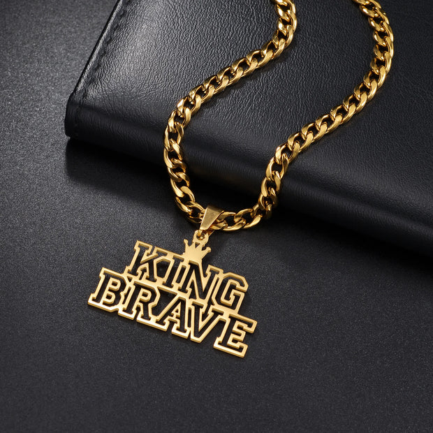 Trendy Customized Double Names Pendant Necklaces for Women Stainless Steel Personalized Crown Thick Chain Birthday Jewelry Gift