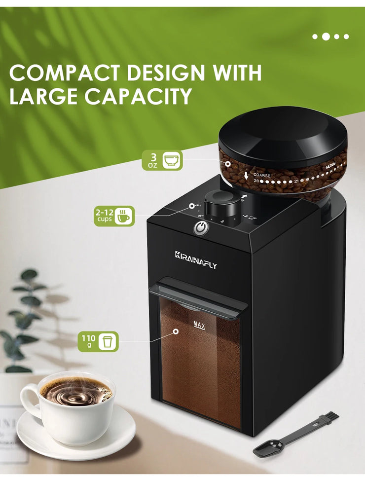 Electric Coffee Grinder Automatic Burr Mill Coffee Bean Grinding with 28 Grind Settings for Espresso French Press 2-12 Cups
