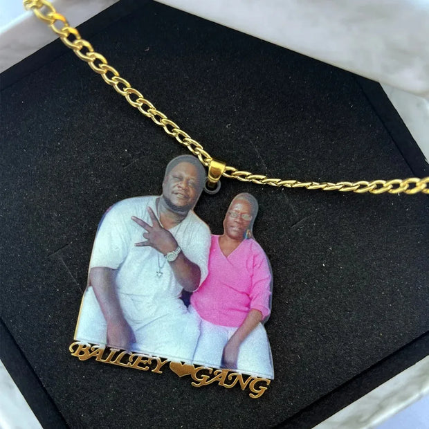 Custom Name Pictures Necklace Pendant Custom Name And Pictures Photo Draw Stainless Steel