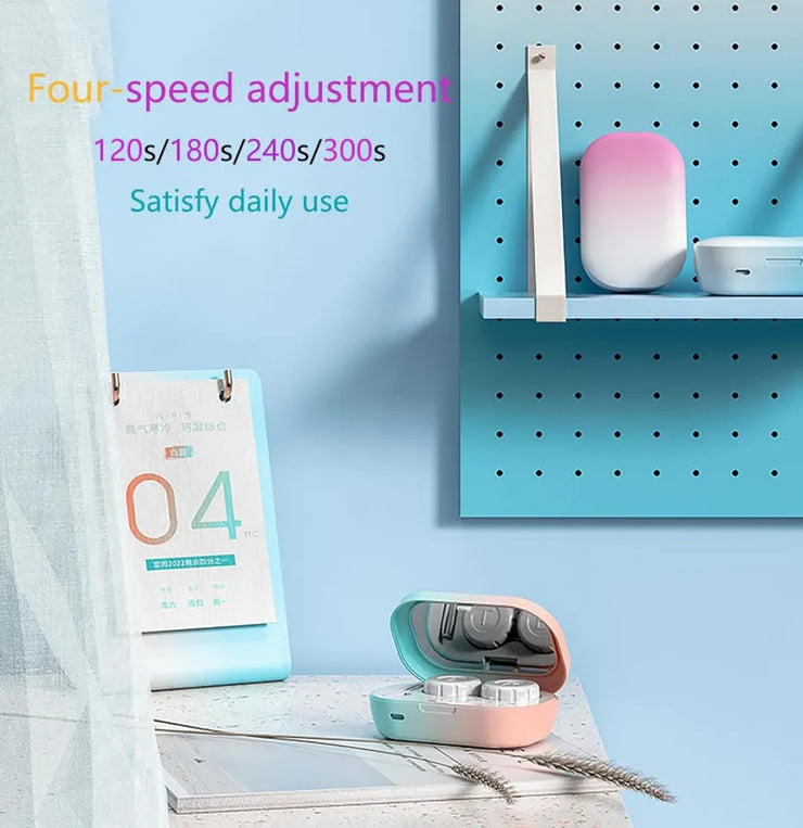 Rechargable portable Ultrasonic Contact Lens Cleaner machine Fit Disposal Soft Lens, Colored Contact Lens, RGP Lens and OK Lens