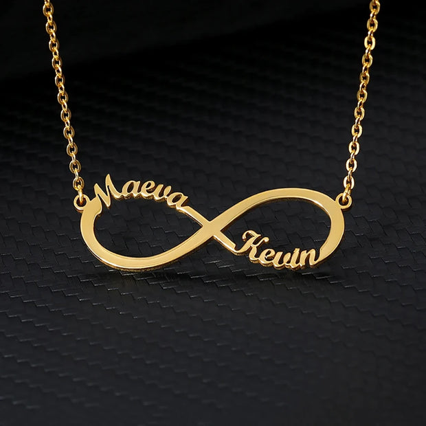 Custom Double Heart Two Names Infinity Necklaces For Women Stainless Steel Customized Necklace Pendant Personalized Jewelry Gift